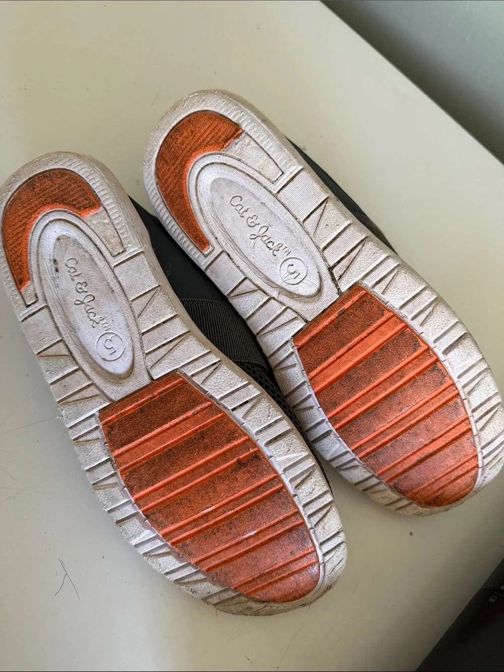 Cat & Jack Gray Mesh Slip-On Water Shoes with Orange Tabs